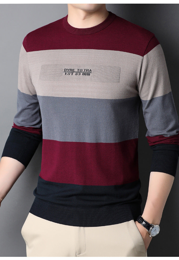 Pull Rayé Col Rond – Élégance Casual pour Homme LunexaStyle