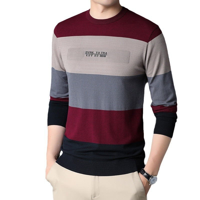 Pull Rayé Col Rond – Élégance Casual pour Homme LunexaStyle