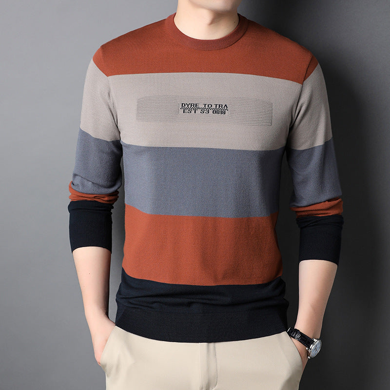 Pull Rayé Col Rond – Élégance Casual pour Homme LunexaStyle