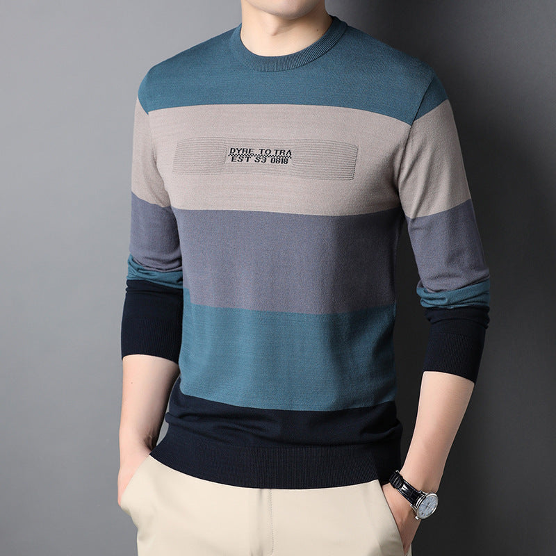 Pull Rayé Col Rond – Élégance Casual pour Homme LunexaStyle